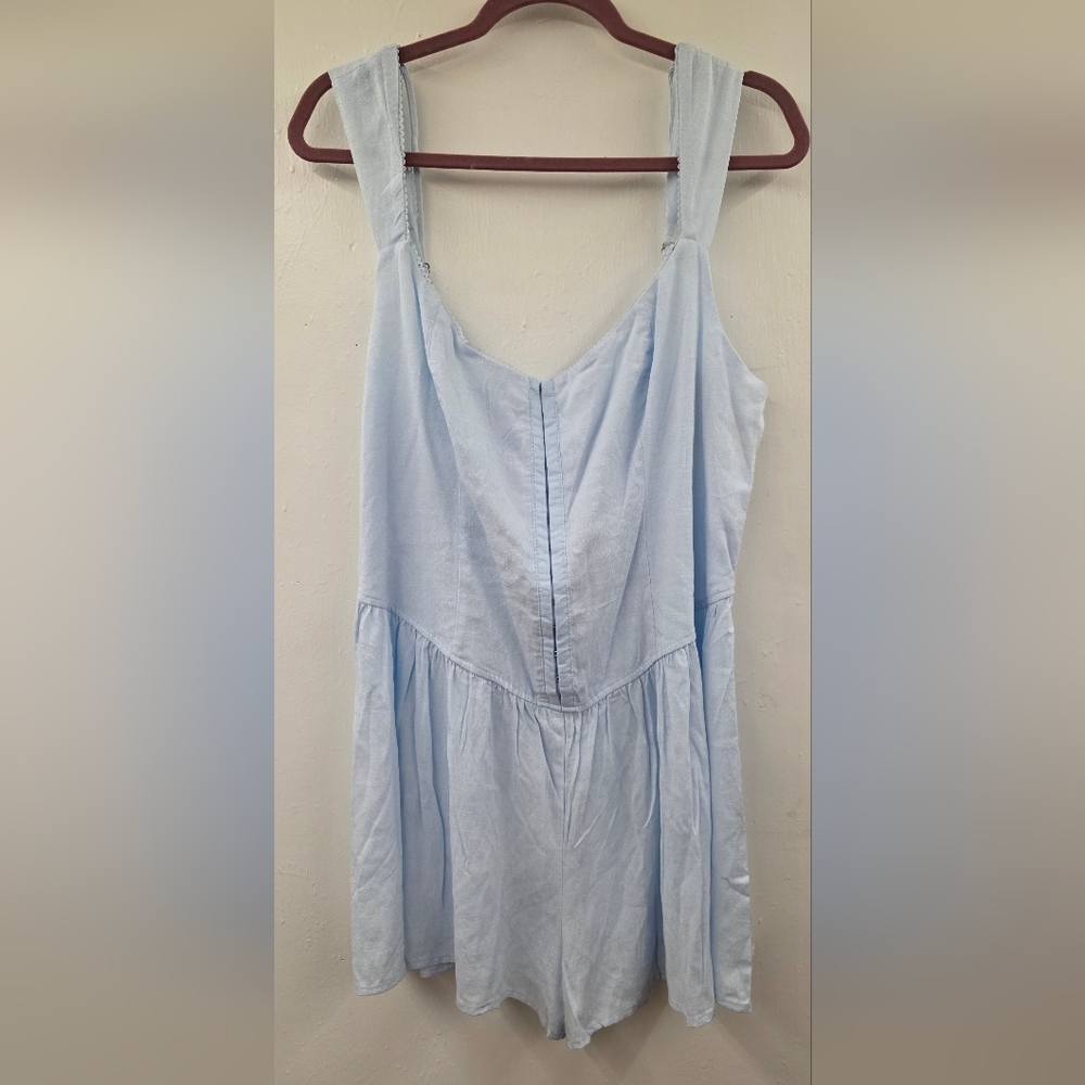 Wild Fable Light Blue Tie Back Corset Romper NWT Size L
